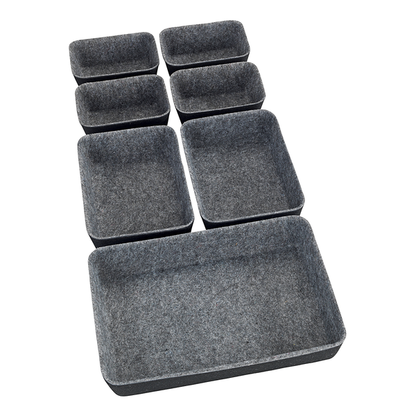 Schubladen-Organizer Filz (7-teilig) - Polyester - Schwarz / Grau