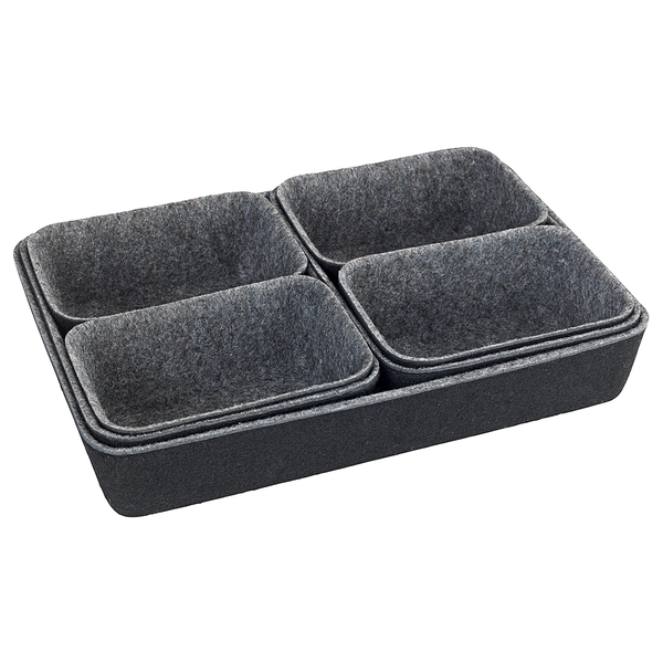 Schubladen-Organizer Filz (7-teilig) - Polyester - Schwarz / Grau