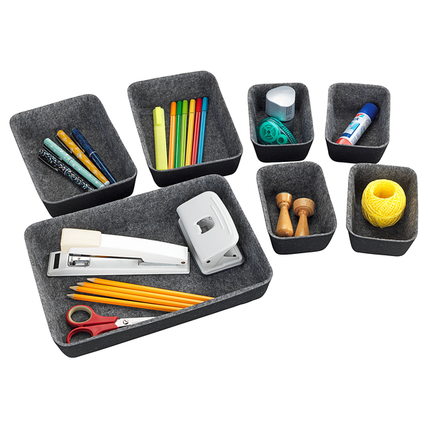 Schubladen-Organizer Filz (7-teilig) - Polyester - Schwarz / Grau