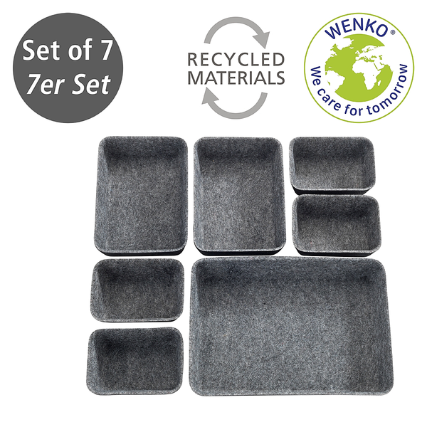 Schubladen-Organizer Filz (7-teilig) - Polyester - Schwarz / Grau