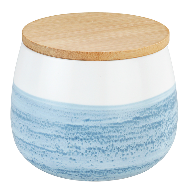 Vorratsdose Mala - Keramik / Bambus - Blau / Weiß - Fassungsvermögen: 0.7 L