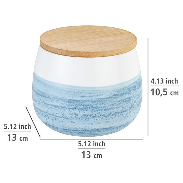 Vorratsdose Mala - Keramik / Bambus - Blau / Weiß - Fassungsvermögen: 0.7 L