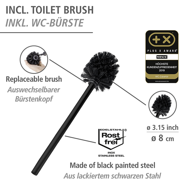 WC-Garnitur Rivalta II - Edelstahl / Polypropylen - Schwarz