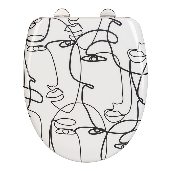 WC-Sitz Faces - Duroplast / Edelstahl - Schwarz / Weiß