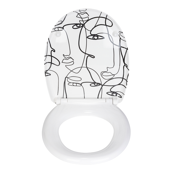 WC-Sitz Faces - Duroplast / Edelstahl - Schwarz / Weiß