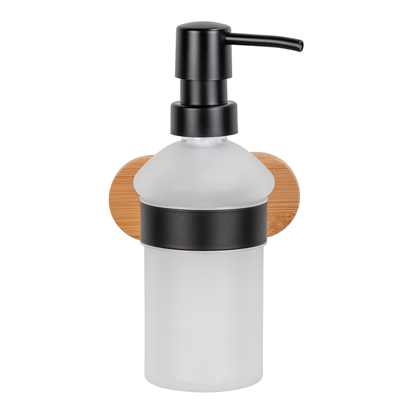 Seifenspender Orea Bamboo - Edelstahl / Bambus - Schwarz / Natur