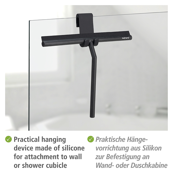 Badezimmerwischer Mola - Silikon / Edelstahl - Schwarz - Breite: 32 cm