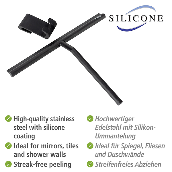 Badezimmerwischer Mola - Silikon / Edelstahl - Schwarz - Breite: 32 cm