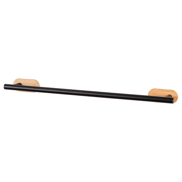 Badetuchstange Orea Bambo - Edelstahl / Bambus - Schwarz / Natur - Breite: 60 cm
