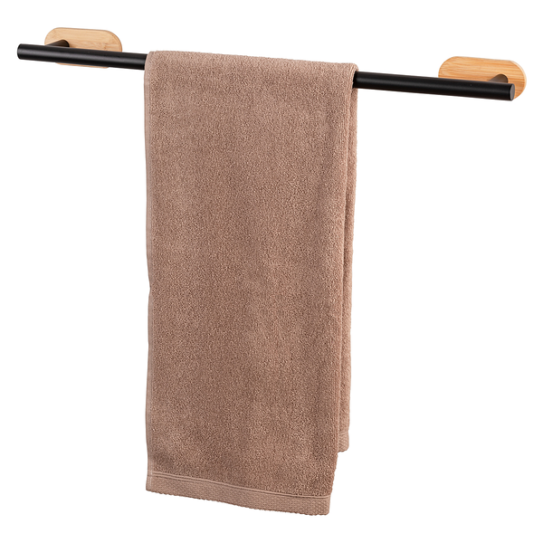 Badetuchstange Orea Bambo - Edelstahl / Bambus - Schwarz / Natur - Breite: 60 cm
