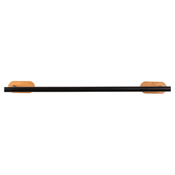 Badetuchstange Orea Bambo - Edelstahl / Bambus - Schwarz / Natur - Breite: 60 cm