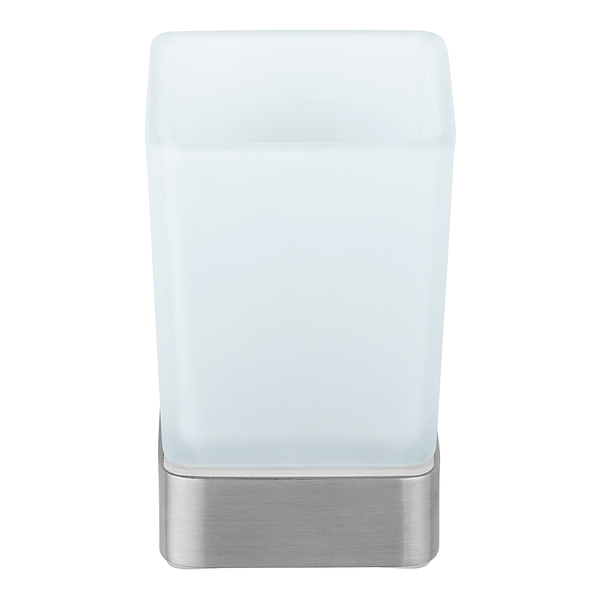 Zahnputzbecher Genova - Edelstahl / Glas - Matt Silber