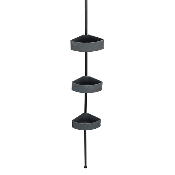 Teleskop-Eckregal Villata - Polyresin / Edelstahl - Grau / Schwart