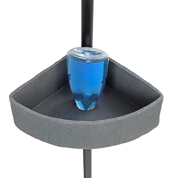 Teleskop-Eckregal Villata - Polyresin / Edelstahl - Grau / Schwart