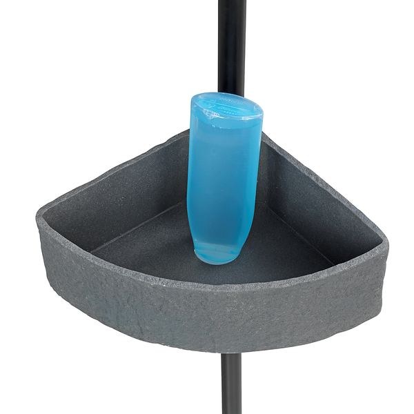 Teleskop-Eckregal Villata - Polyresin / Edelstahl - Grau / Schwart