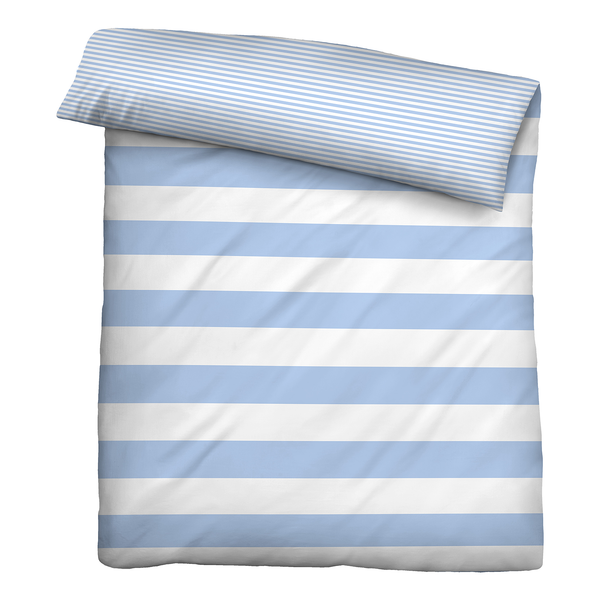 Baumwoll-Satin Bettwäsche 0060453 - Baumwolle - Eisblau - 155 x 220 cm + Kissen 80 x 80 cm