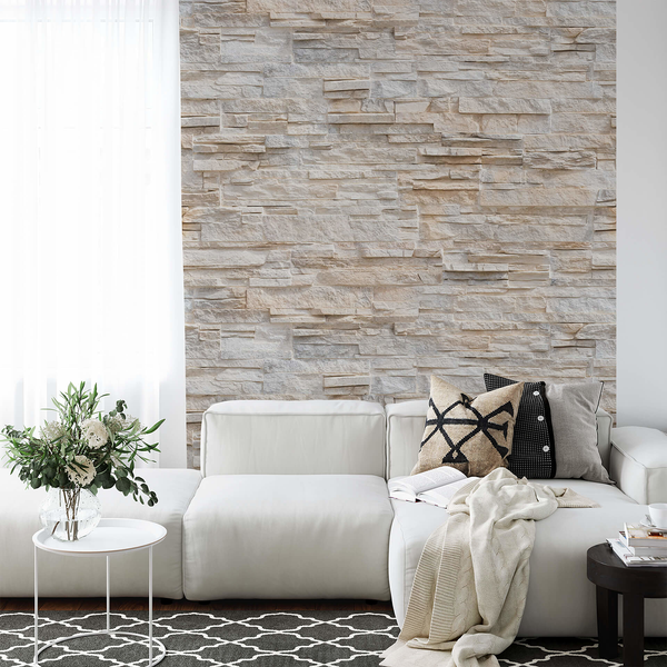 Fototapete Stone Wall Stein - Vlies - Beige