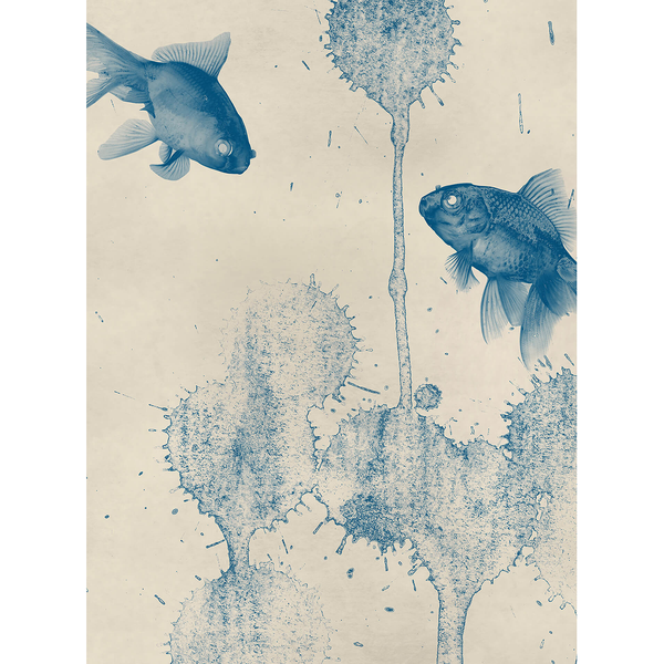 Fototapete Blue Fish - Vlies - Blau / Beige