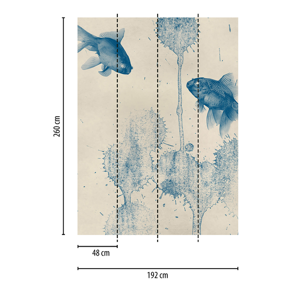 Fototapete Blue Fish - Vlies - Blau / Beige