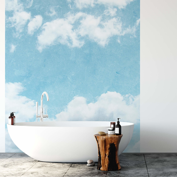 Fototapete Wolken Himme - Vlies - Blau / Weiß - Breite: 1.9 cm