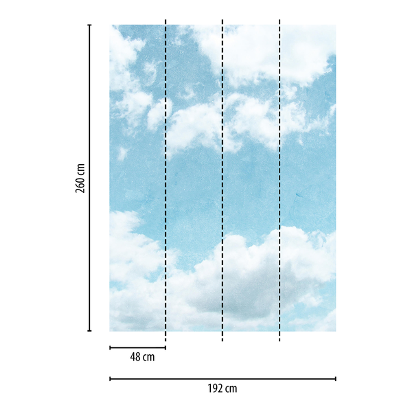 Fototapete Wolken Himme - Vlies - Blau / Weiß - Breite: 1.9 cm