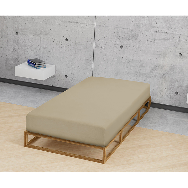 Jersey-Elastic-Spannbetttuch 0077866 - Baumwolle / Elasthan - Taupe - 140-160 x 200-220 cm