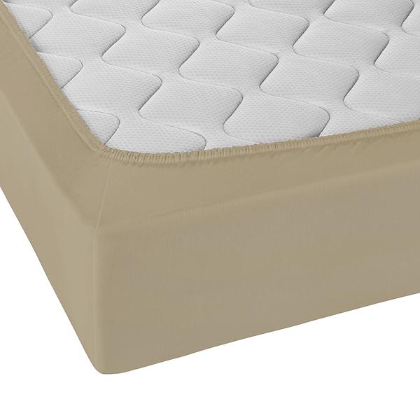 Jersey-Elastic-Spannbetttuch 0077866 - Baumwolle / Elasthan - Taupe - 140-160 x 200-220 cm