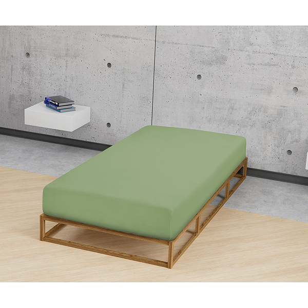 Feinbiber Spannbetttuch 0002744 - Baumwolle - Grün - 140-160 x 200 cm