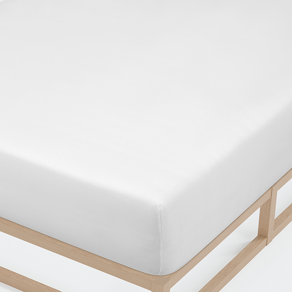 Jersey-Elastic-Spannbetttuch 0077866 - Baumwolle / Elasthan - Weiß - 140-160 x 200-220 cm