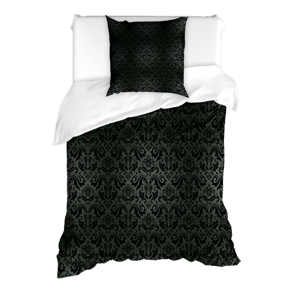 Bettwäsche Dunkelgrau - Microfaser Polyester - Schwarz / Grau - 135 x 200 cm + Kissen 80 x 80 cm