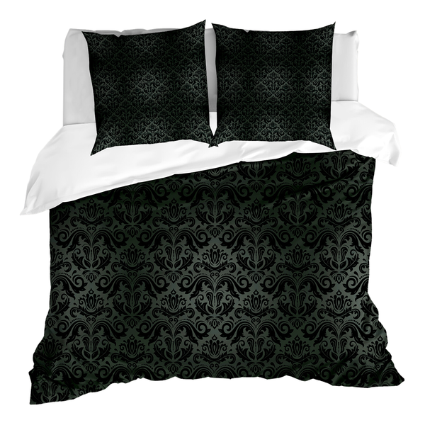 Bettwäsche Dunkelgrau - Microfaser Polyester - Schwarz / Grau - 155 x 220 cm + 2 Kissen 80 x 80 cm