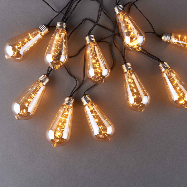 LED-Lichterkette BULB LIGHTS - Klarglas / Textil - 10-flammig