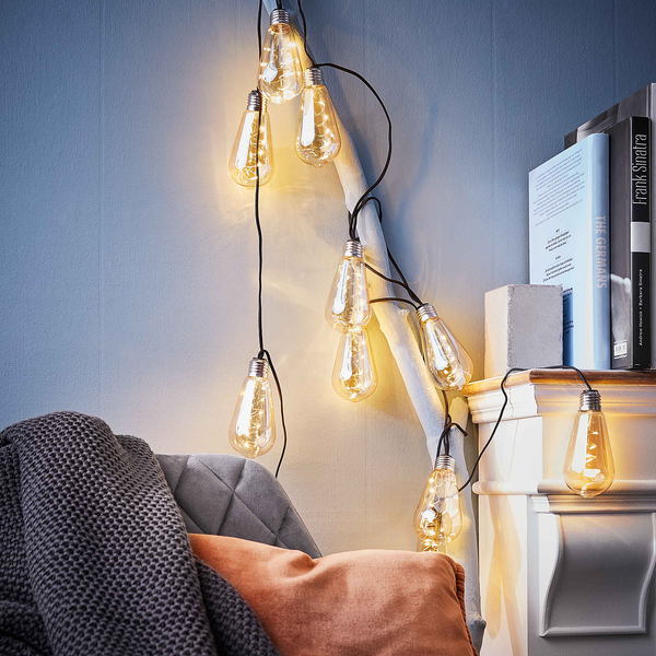 LED-Lichterkette BULB LIGHTS - Klarglas / Textil - 10-flammig