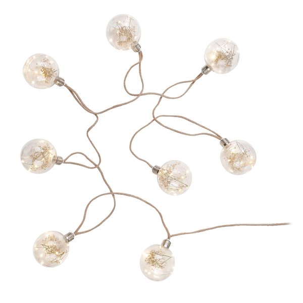 LED-Lichterkette BULB LIGHTS - Glas / Jute - 64-flammig