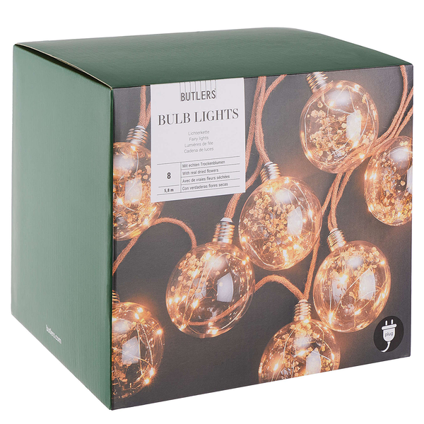LED-Lichterkette BULB LIGHTS - Glas / Jute - 64-flammig