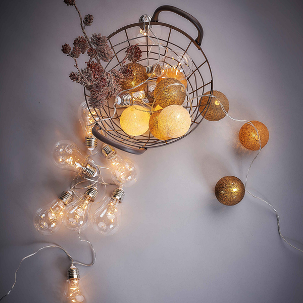 LED-Lichterkette BULB LIGHTS - Klarglas / Polyester PVC - 10-flammig