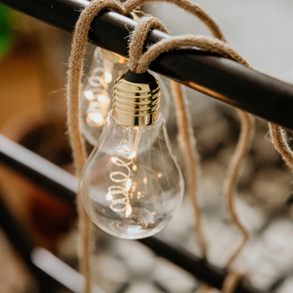 LED-Lichterkette BULB LIGHTS - Klarglas / Jute - 10-flammig