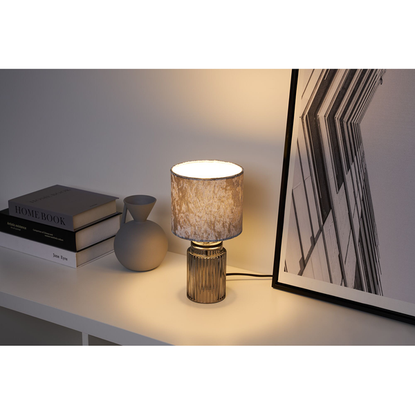 Tischleuchte Classy Velvet - Mischgewebe / Klarglas - 1-flammig