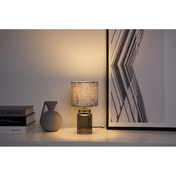 Tischleuchte Classy Velvet - Mischgewebe / Klarglas - 1-flammig