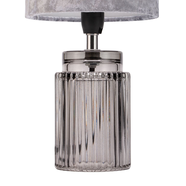 Tischleuchte Classy Velvet - Mischgewebe / Klarglas - 1-flammig