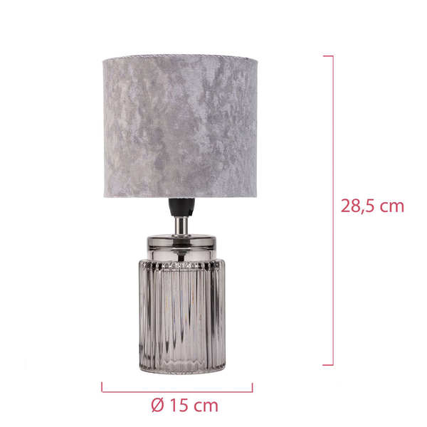 Tischleuchte Classy Velvet - Mischgewebe / Klarglas - 1-flammig