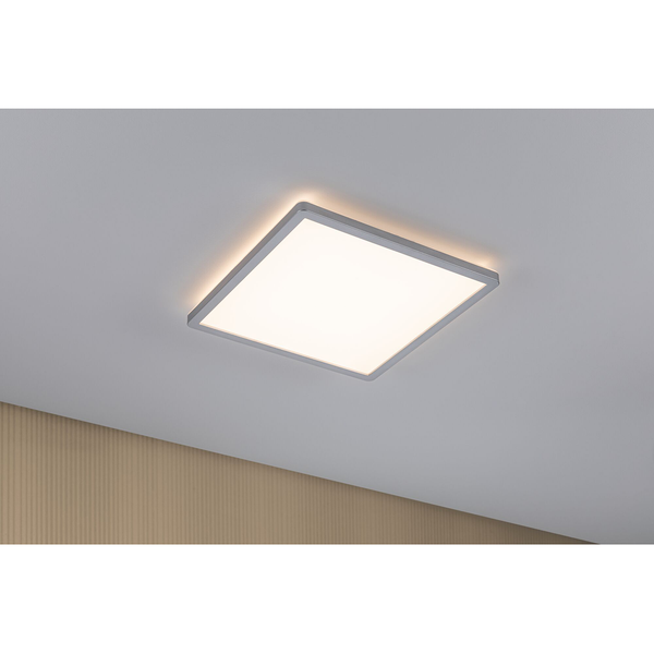 LED-Deckenleuchte Atria Shine Backlight - Polycarbonat - 1-flammig - Chrom - 29 x 29 cm - Warmweiß