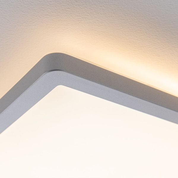 LED-Deckenleuchte Atria Shine Backlight - Polycarbonat - 1-flammig - Chrom - 29 x 29 cm - Warmweiß