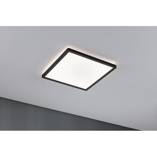 LED-Deckenleuchte Atria Shine Backlight - Polycarbonat - 1-flammig - Schwarz - 29 x 29 cm - Universalweiß