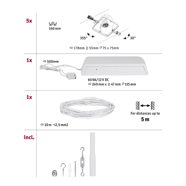 LED-Deckenleuchte Mac - Aluminium / Polycarbonat - 5-flammig
