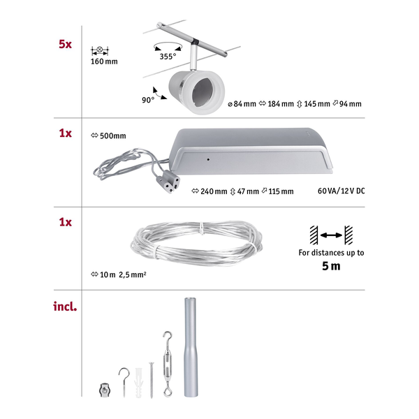 LED-Deckenleuchte Cone I - Aluminium - 5-flammig