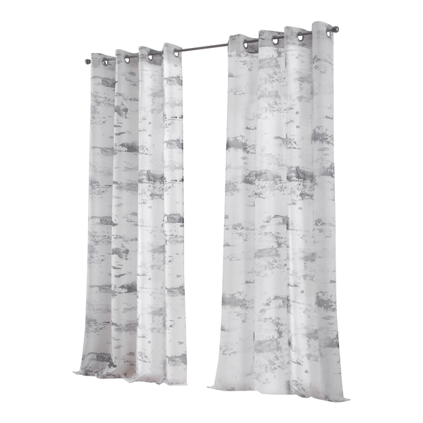 Ösenschal Claude - Polyester - Weiß / Grau - 135 x 225 cm