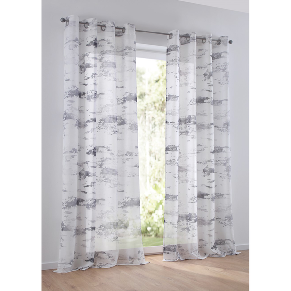 Ösenschal Claude - Polyester - Weiß / Grau - 135 x 225 cm