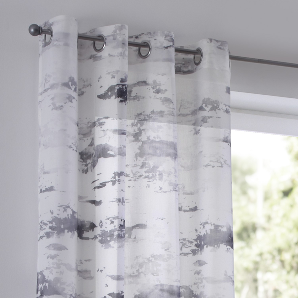 Ösenschal Claude - Polyester - Weiß / Grau - 135 x 225 cm