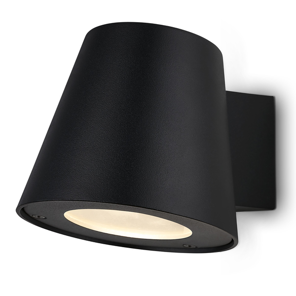 LED-Außenwandleuchte Neapel - Klarglas / Aluminium - 1-flammig - Schwarz